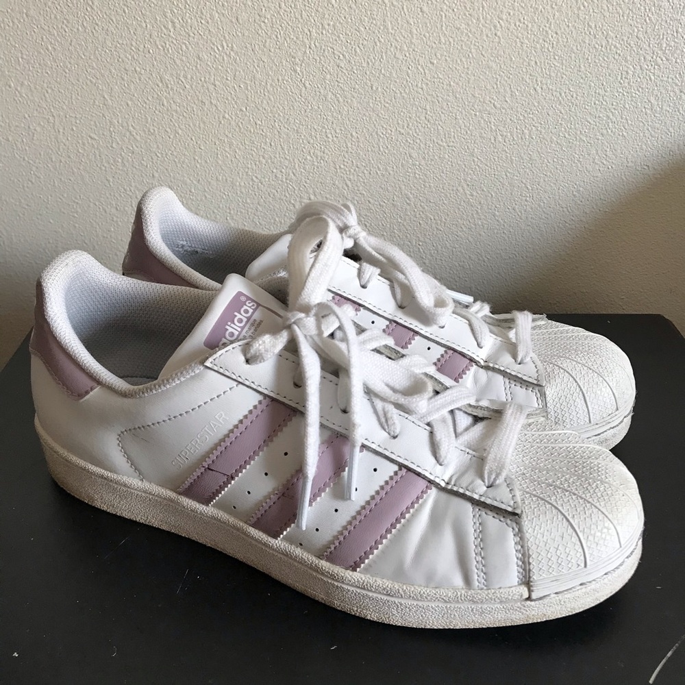 Adidas Superstar Sneaker with Purple Bands